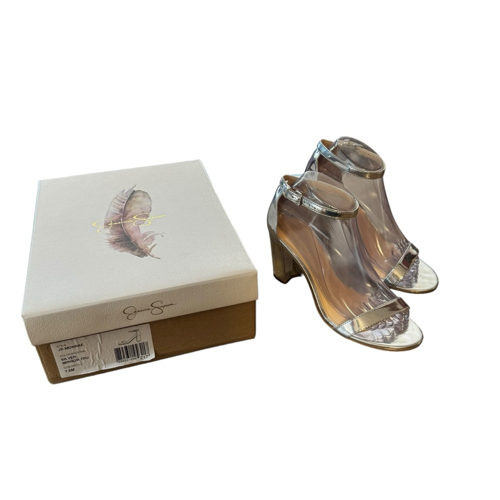 *Women’s Jessica Simpson Size 7.5 Silver Mirror Metallic JP-Monrae Heels.